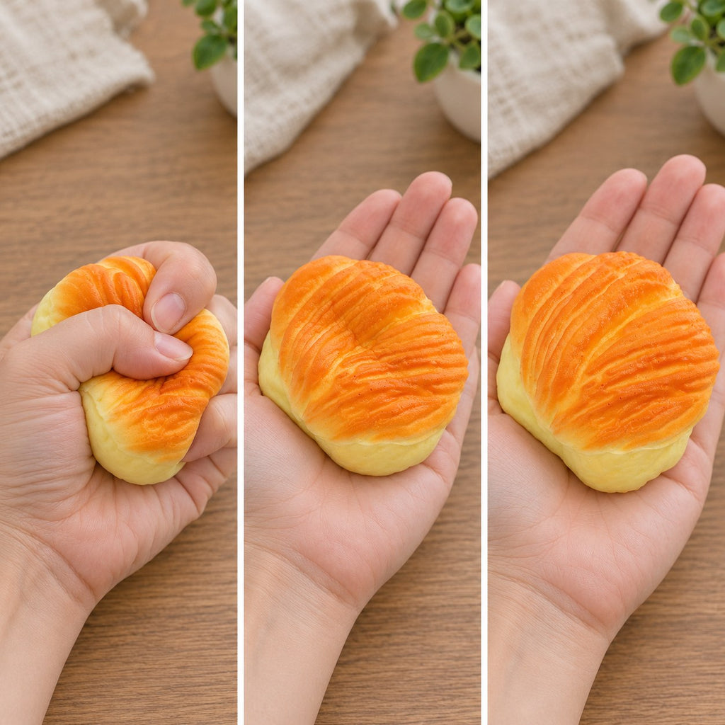 Pastry squishy slow rising, squished flat, half risen and fully back in shape