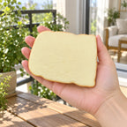 Toast Slice Squishy, Soft Bread, held in a hand to show the real size