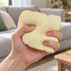 Toast Slice Squishy, Soft Bread, being squeezed by hand, soft and squishy