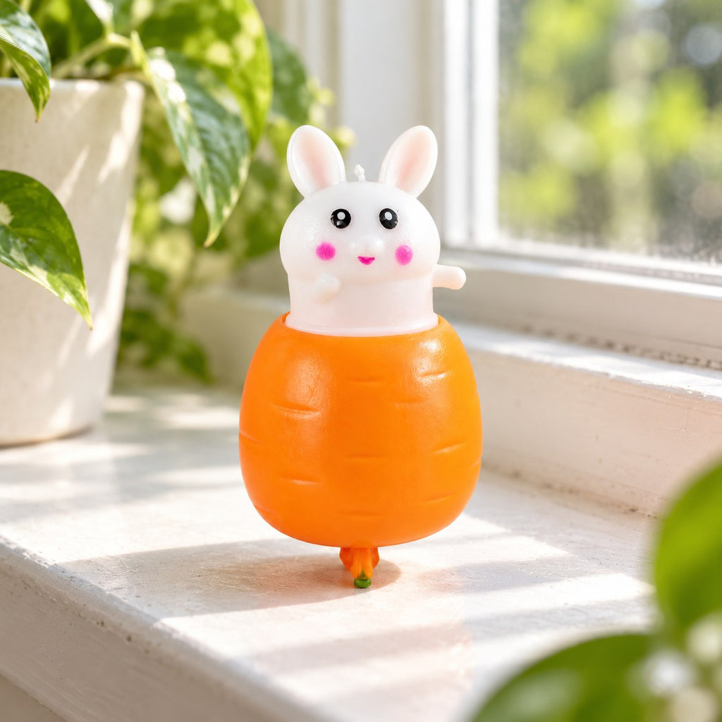 Bunny pop-up squishy, on a sunny windowsill