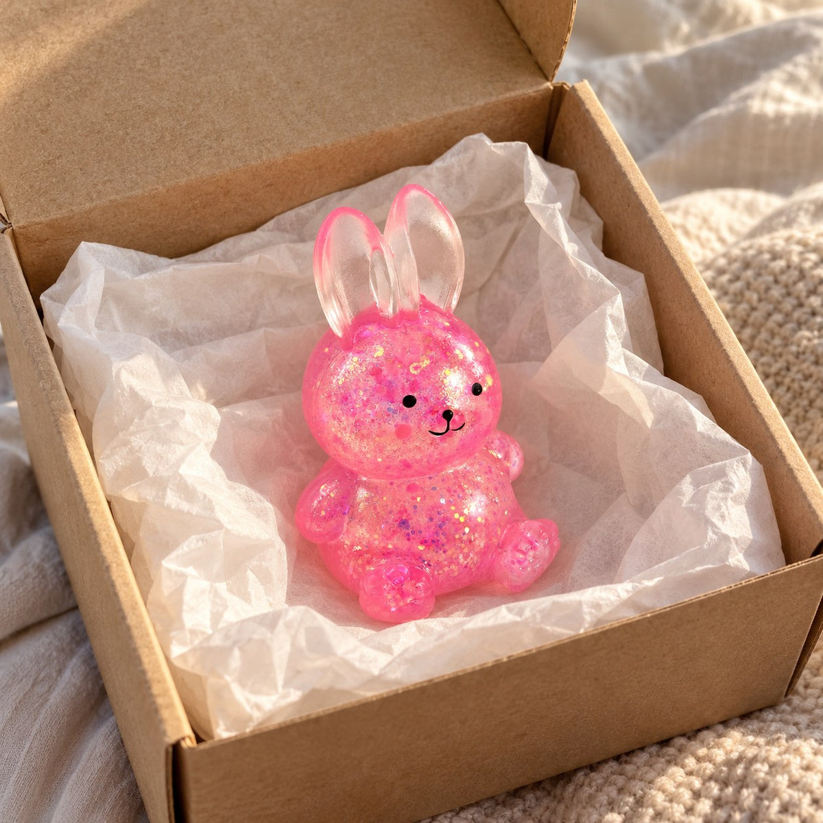 How to make a bunny squishy, unboxed from a parcel with tissue paper