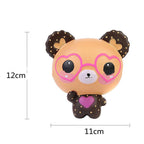 Bear Squishy with Heart Glasses, Slow Rising, 12 cm