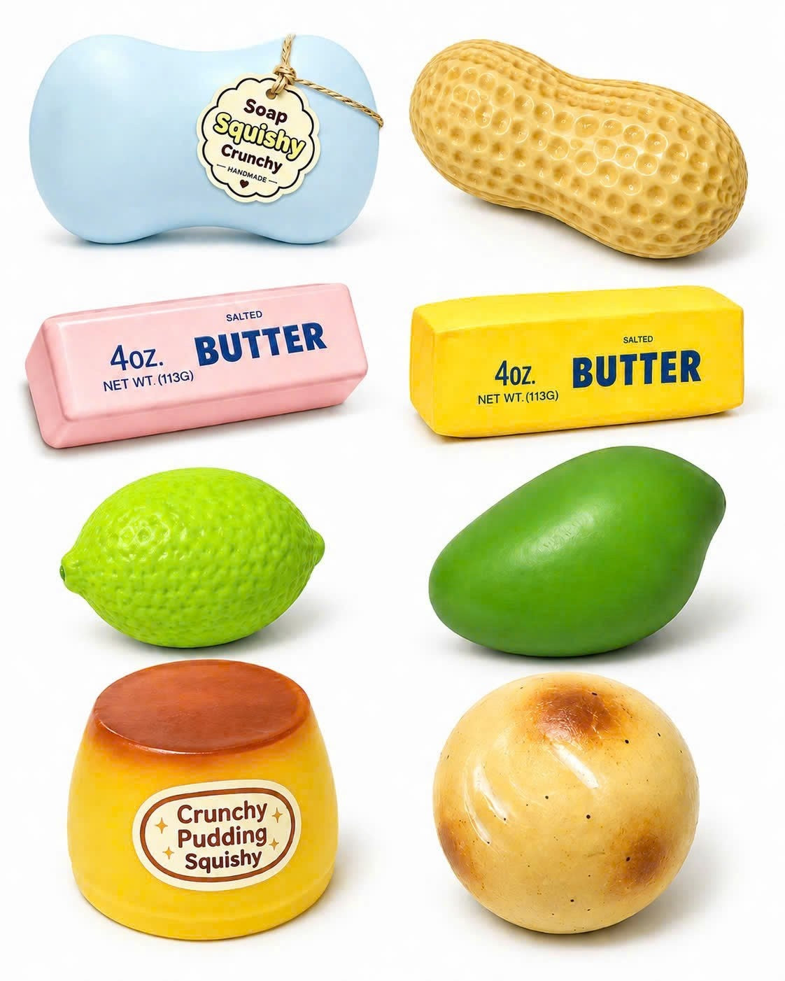 Zestaw squishy crunchy, 8 sztuk robionych ręcznie, squishy taba