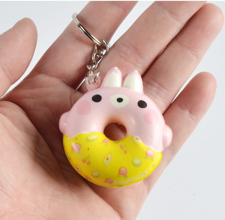 Squishy přívěsek donut se zvířecím obličejem, slow rising