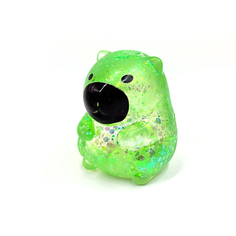 Capybara Squishy with Glitter, Sugar Style