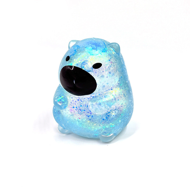 Capybara Squishy with Glitter, Sugar Style
