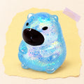 Capybara squishy with glitter – Capybara Squishy with Glitter, Sugar Style (Blue), product photo on pastel paper