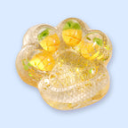 Cat Paw Squishy with Fruit and Glitter, 7 cm (Pineapple yellow)