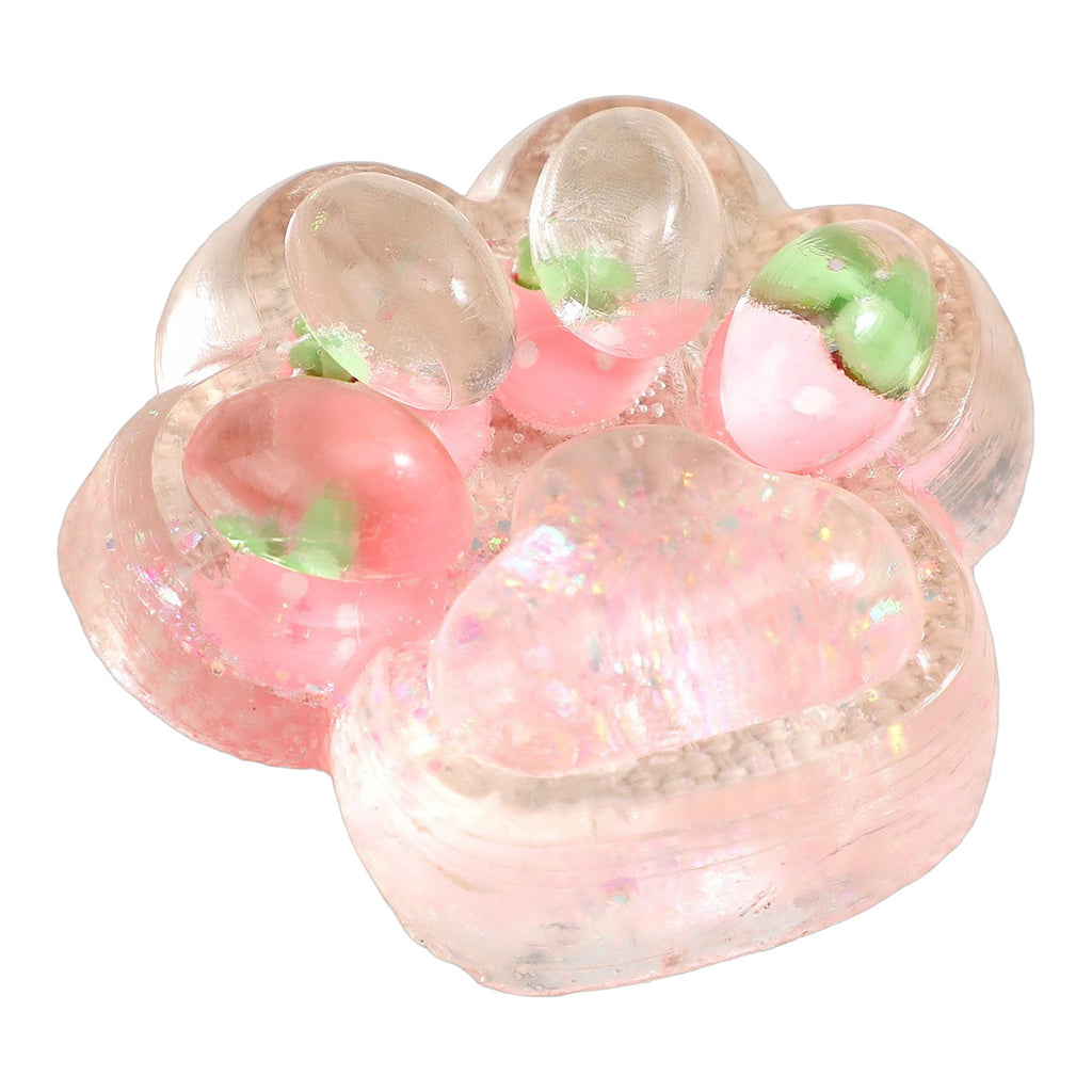 Cat Paw Squishy with Fruit and Glitter, 7 cm