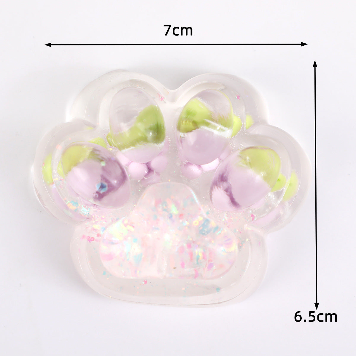 Cat Paw Squishy with Fruit and Glitter, 7 cm