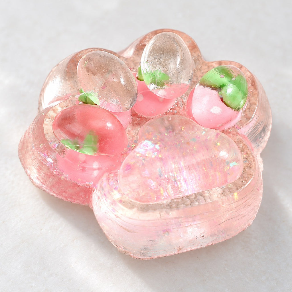 Cat paw squishy glitter (Strawberry pink), close-up of the glitter