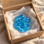 Cat paw squishy jelly (Blue), unboxed from a parcel with tissue paper