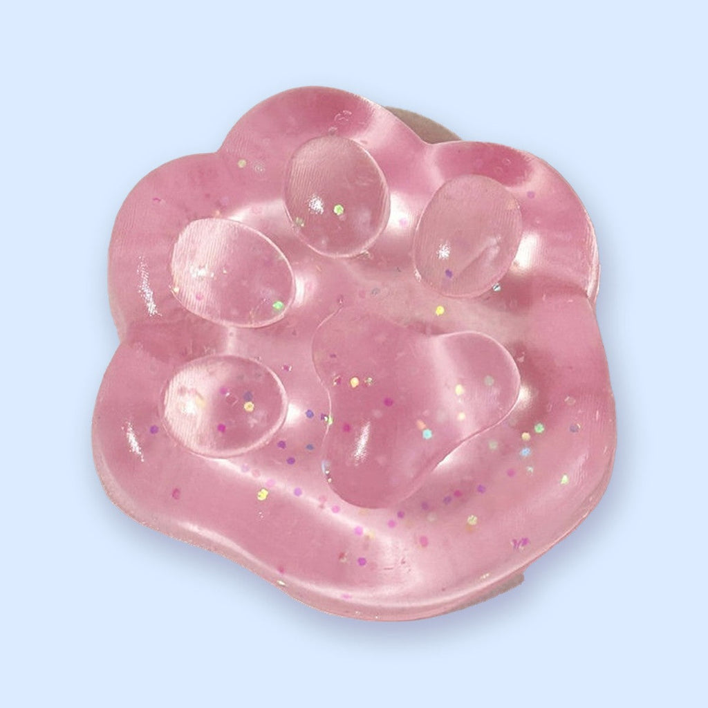 Mini Jelly Squishy Mix, 6 pieces: Mini Jelly Cat Paw Squishy, 4 cm (Pink glitter)