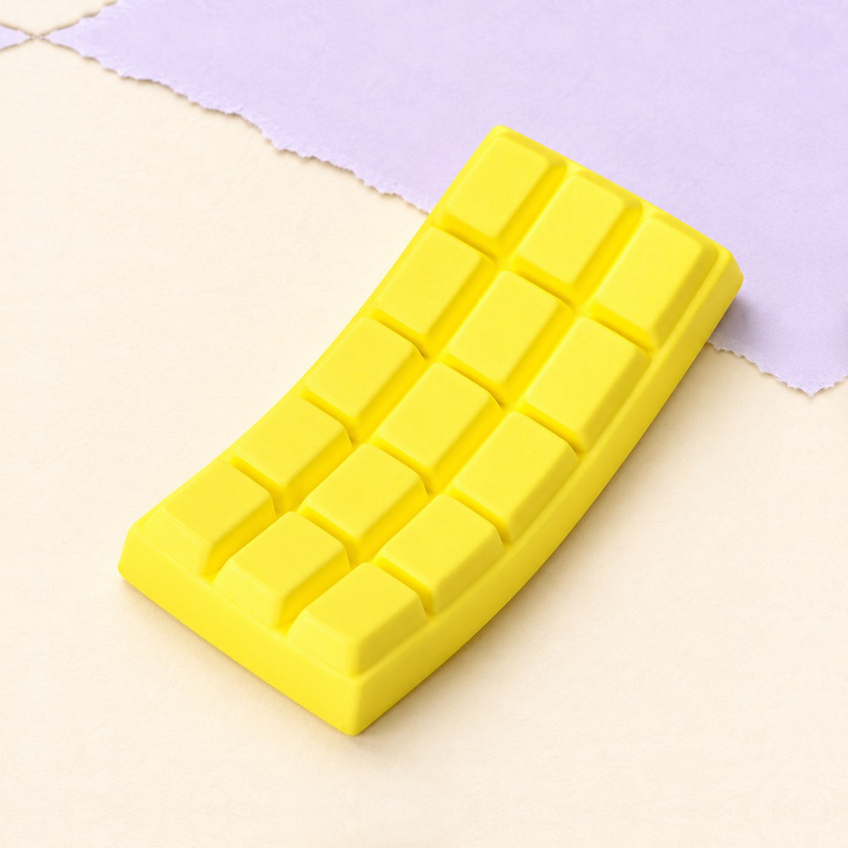 Chocolate bar squishy – Chocolate Bar Squishy, Slow Rising 15.5 cm (Yellow), product photo on pastel paper