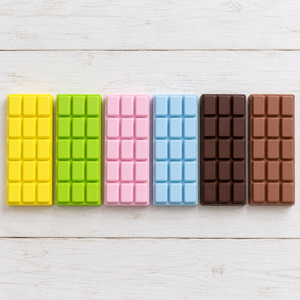 Chocolate Bar Squishy, Slow Rising 15.5 cm, all colors side by side