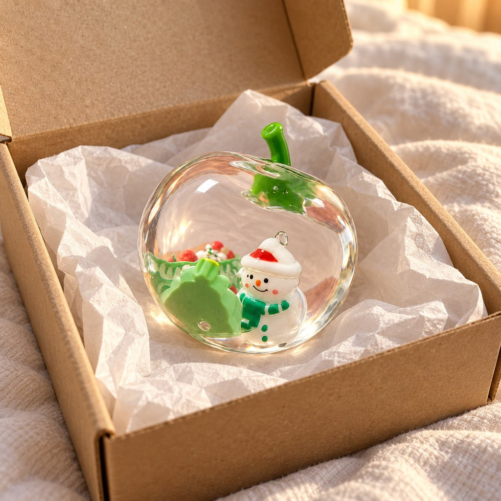 Apple squishy christmas, unboxed from a parcel with tissue paper