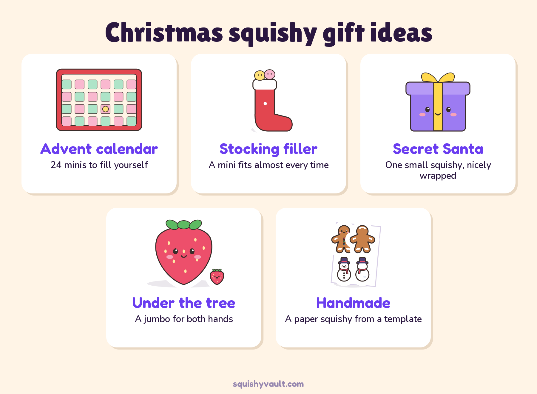 Christmas squishy gift ideas, advent calendar, stocking filler, Secret Santa, jumbo under the tree and a paper squishy