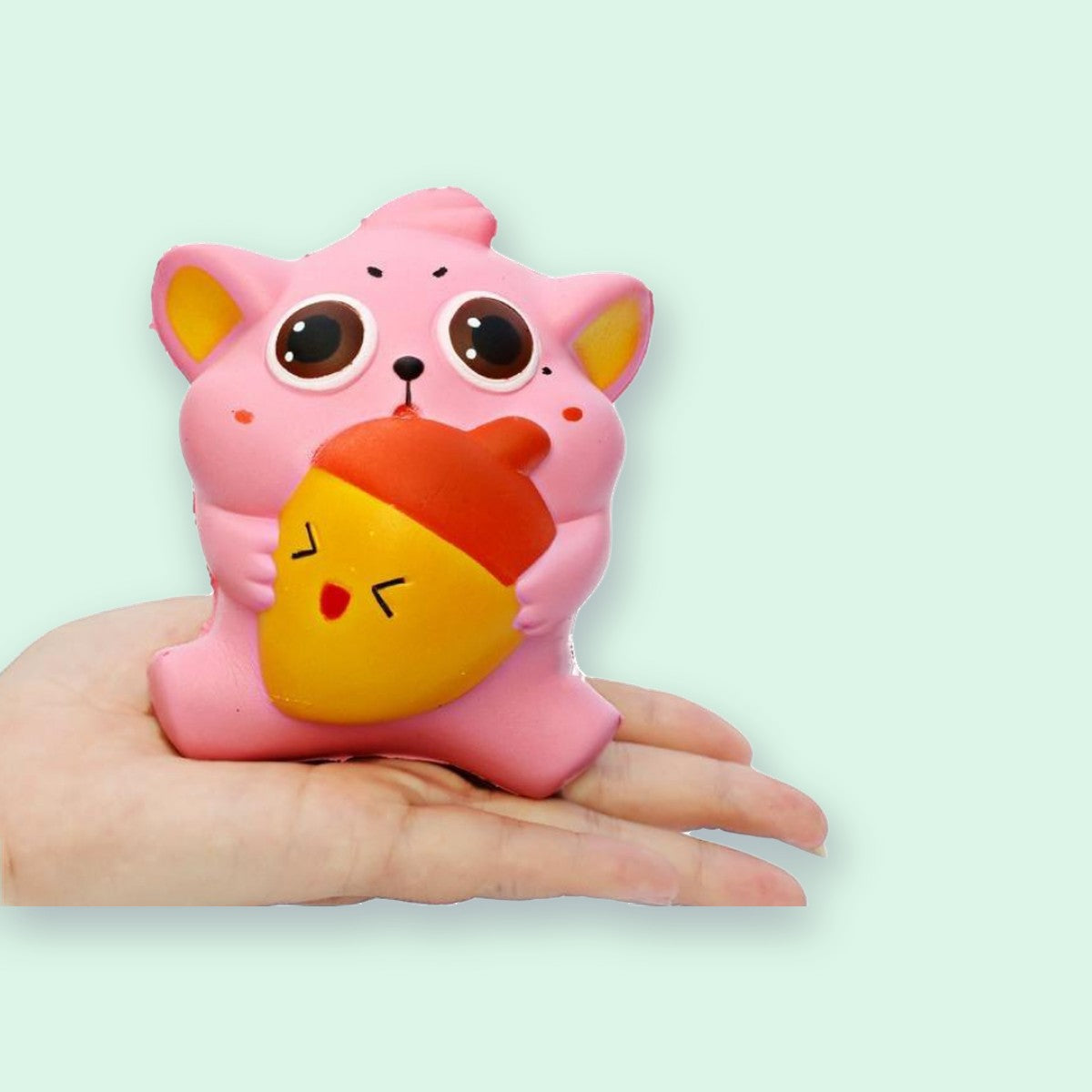 Slow Rising Animal Squishy Set of 5: Chubby Cat Squishy with Acorn, Slow Rising