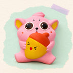 Chubby cat squishy slow rising – Chubby Cat Squishy with Acorn, Slow Rising, product photo on pastel paper