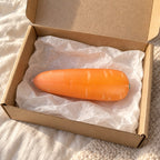 Crunchy Carrot Squishy, Crispy PU Vegetable, unboxed from a parcel with tissue paper