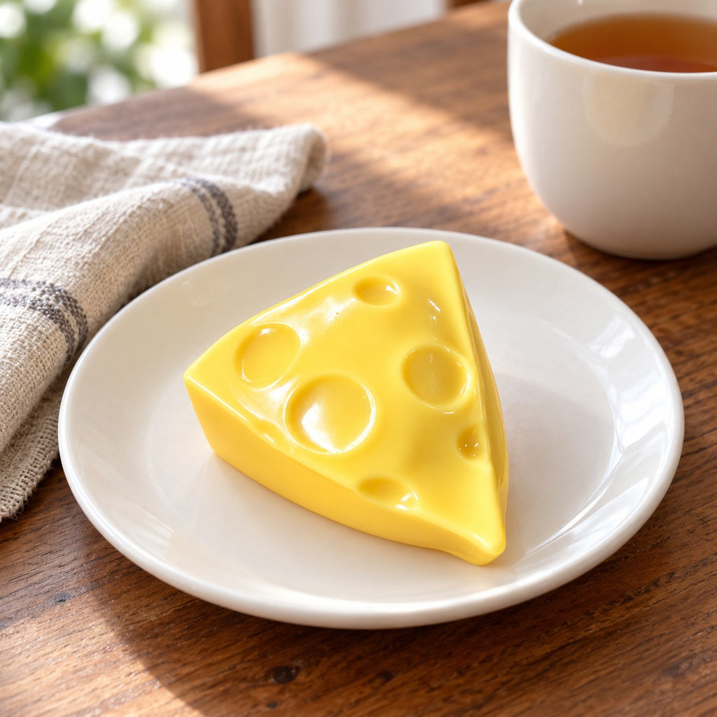 Käse squishy crunchy, auf einem Teller am Frühstückstisch
