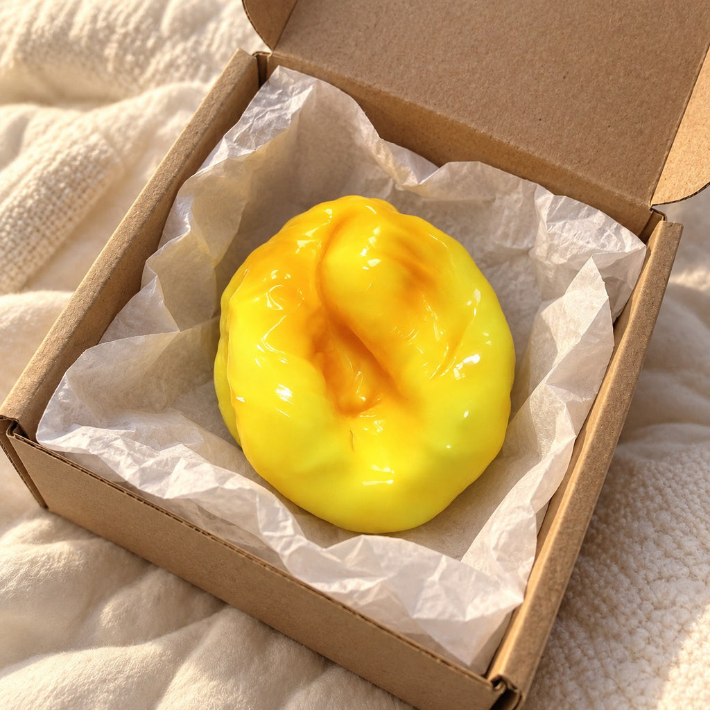 Fried dough squishy crunchy, unboxed from a parcel with tissue paper