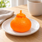 Orange squishy crunchy, on a plate on a breakfast table