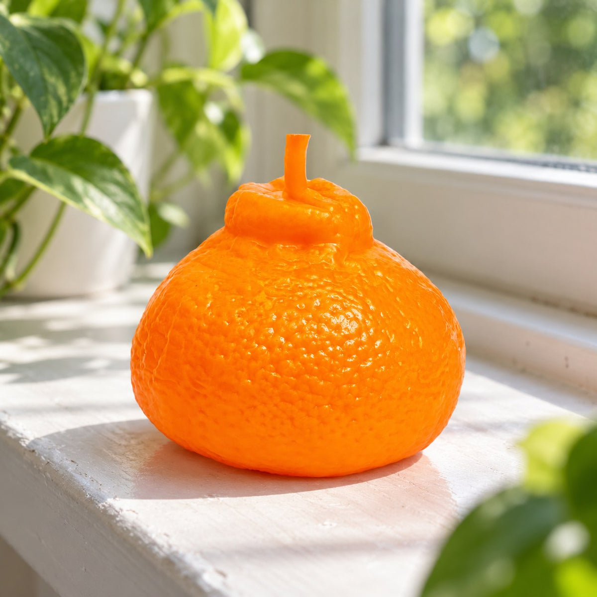 Orange squishy, on a sunny windowsill