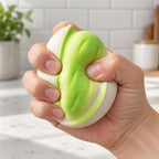 Crunchy Pistachio Squishy, Handmade, being squeezed by hand, soft and squishy