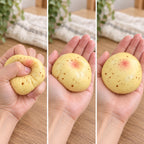 Potato squishy crunchy, squished flat, half risen and fully back in shape