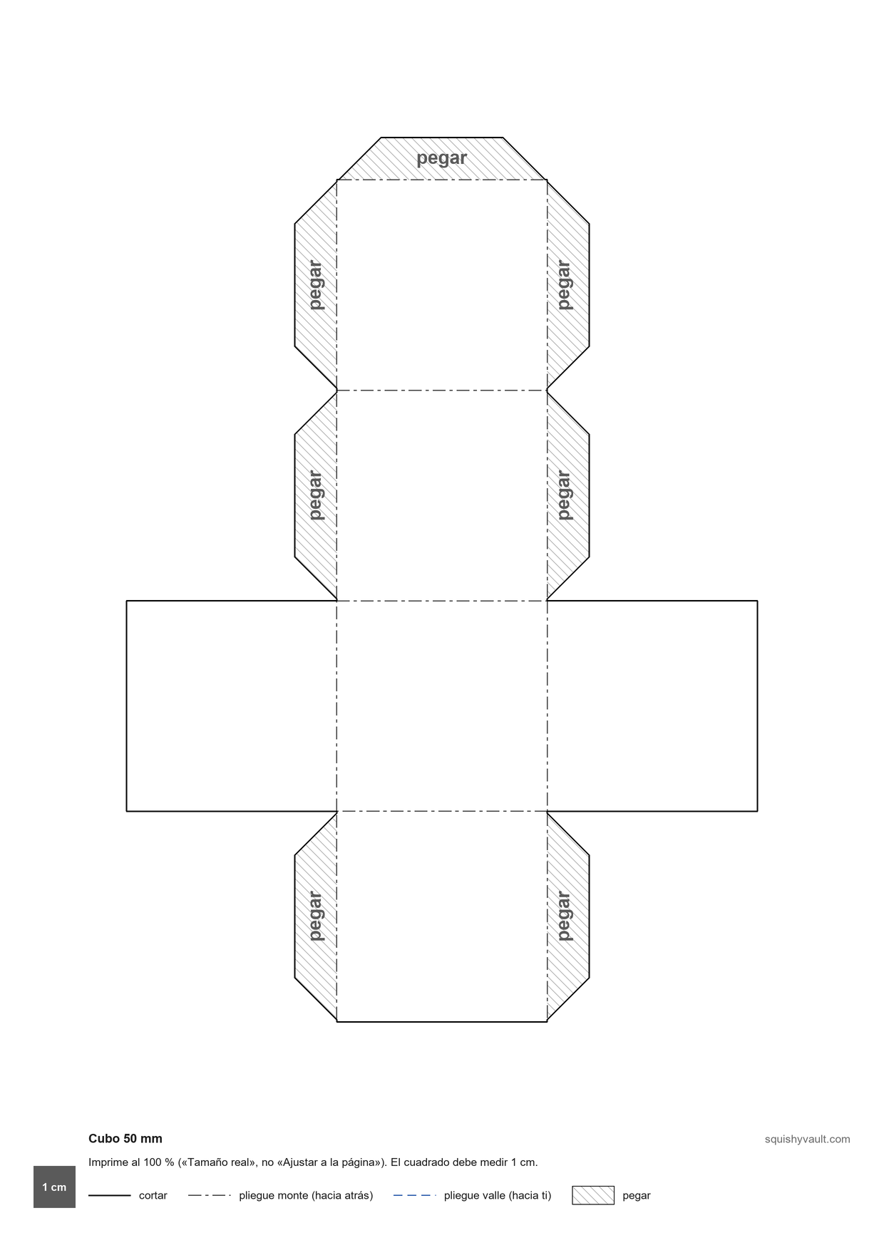Plantillas para hacer squishy: cubo de 5 cm en blanco para dibujar