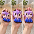 Deer squishy, squished flat, half risen and fully back in shape