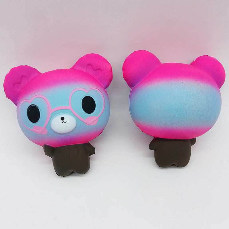 Bear Squishy with Heart Glasses, Slow Rising, 12 cm