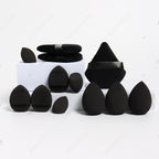 DIY sponge squishy supplies in black, triangle puffs and drop sponges