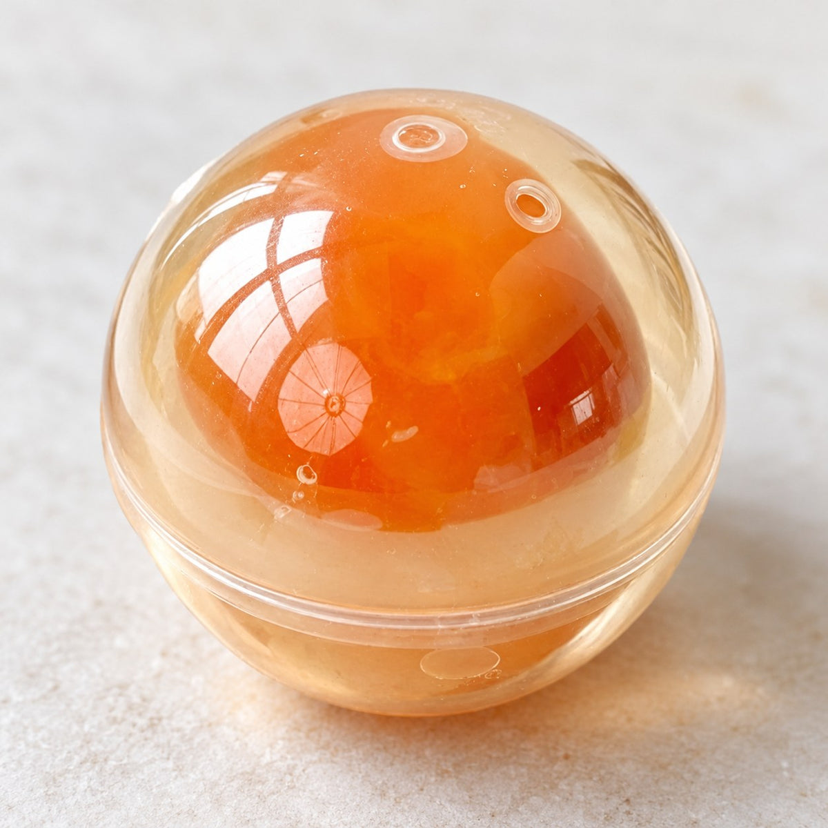 Egg Yolk Coconut Oil Squishy Ball, close-up of the surface and details