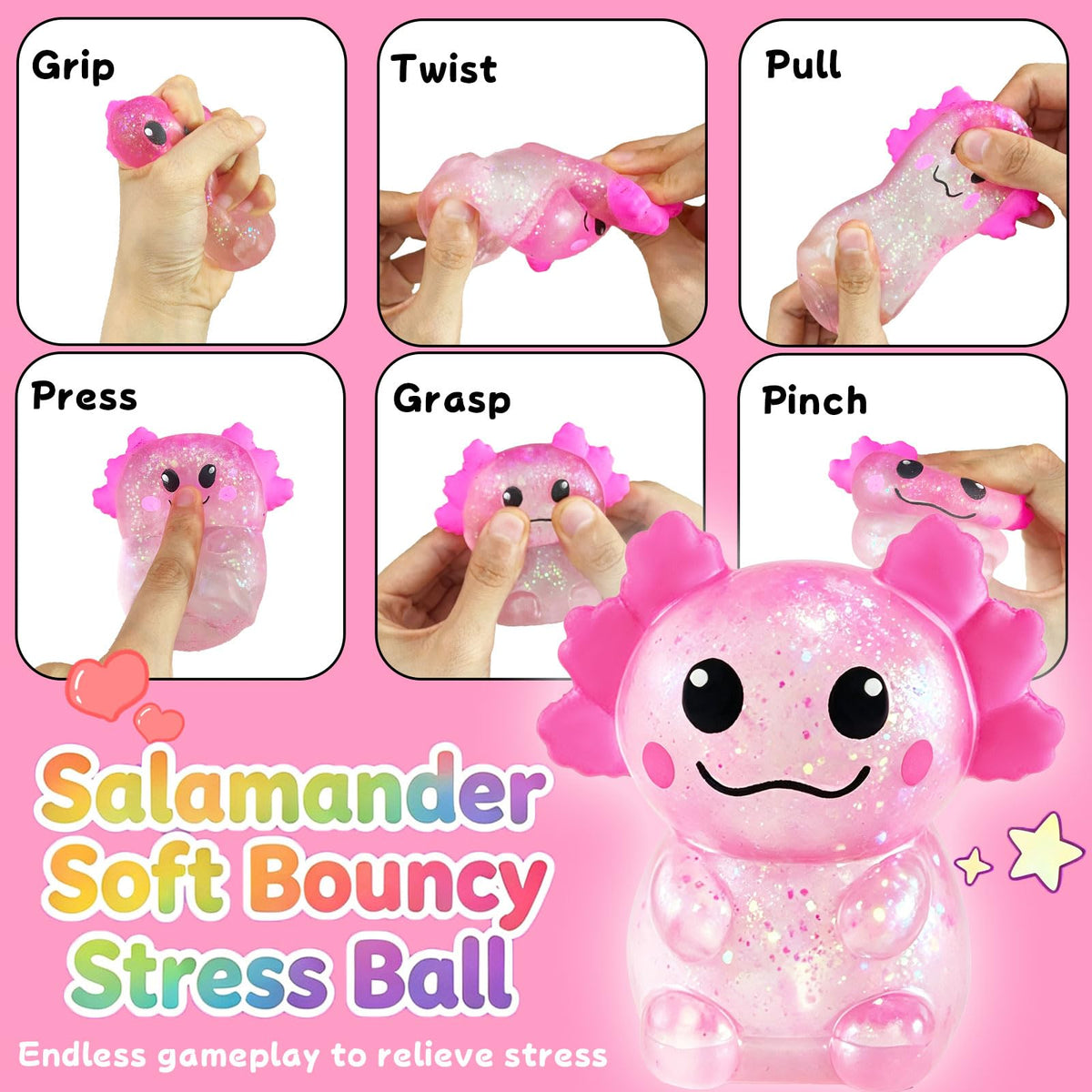 Glitzer Axolotl Squishy, langsam aufsteigend