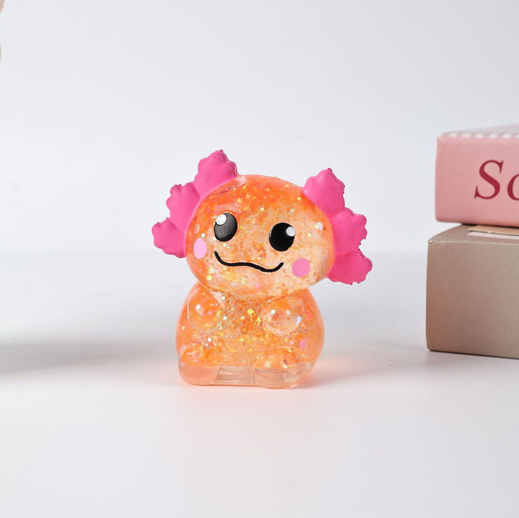 Squishy axolotl com purpurina, slow rising