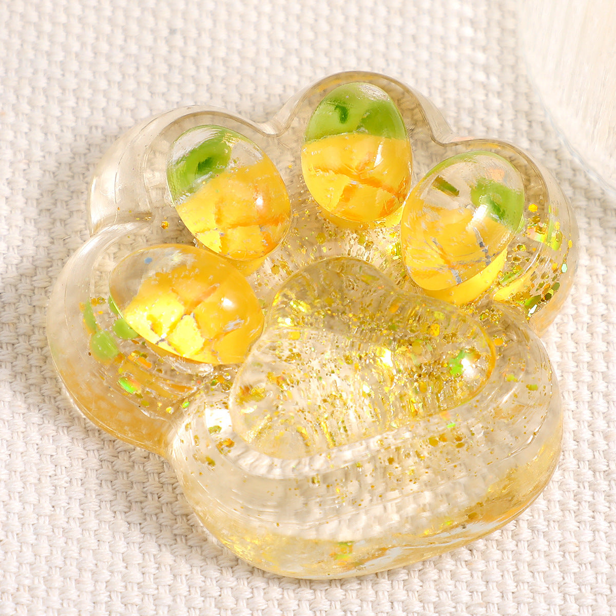 Cat Paw Squishy with Fruit and Glitter, 7 cm