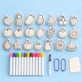 Zestaw do malowania gniotków – Zestaw do malowania gniotków z pianki DIY, 21 wzorów (Owoce), zdjęcie produktu na pastelowym papierze