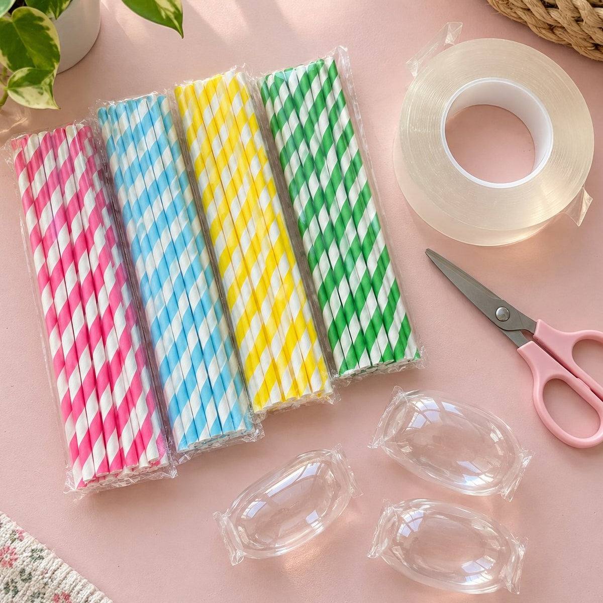 Gestreepte rietjes met kant-en-klare nano tape bubbels