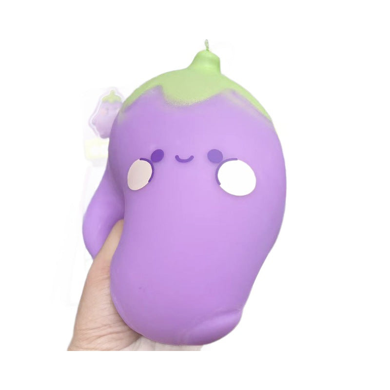 Squishy melanzana jumbo, faccina kawaii, squishy gigante
