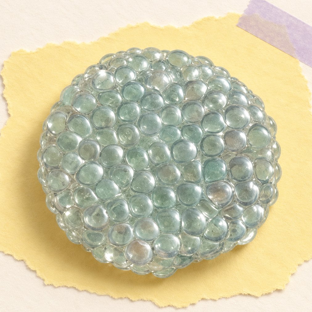 Glasblase Squishy als knusprige Scheibe, transparent oder mintgrün