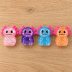 Glitter Axolotl Squishy, Slow Rising, all colors side by side