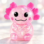 Glitter Axolotl Squishy, Slow Rising (pink), close-up of the glitter