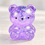 Glitter Bear Squishy, Maltose Jelly, 3 Sizes, close-up of the glitter
