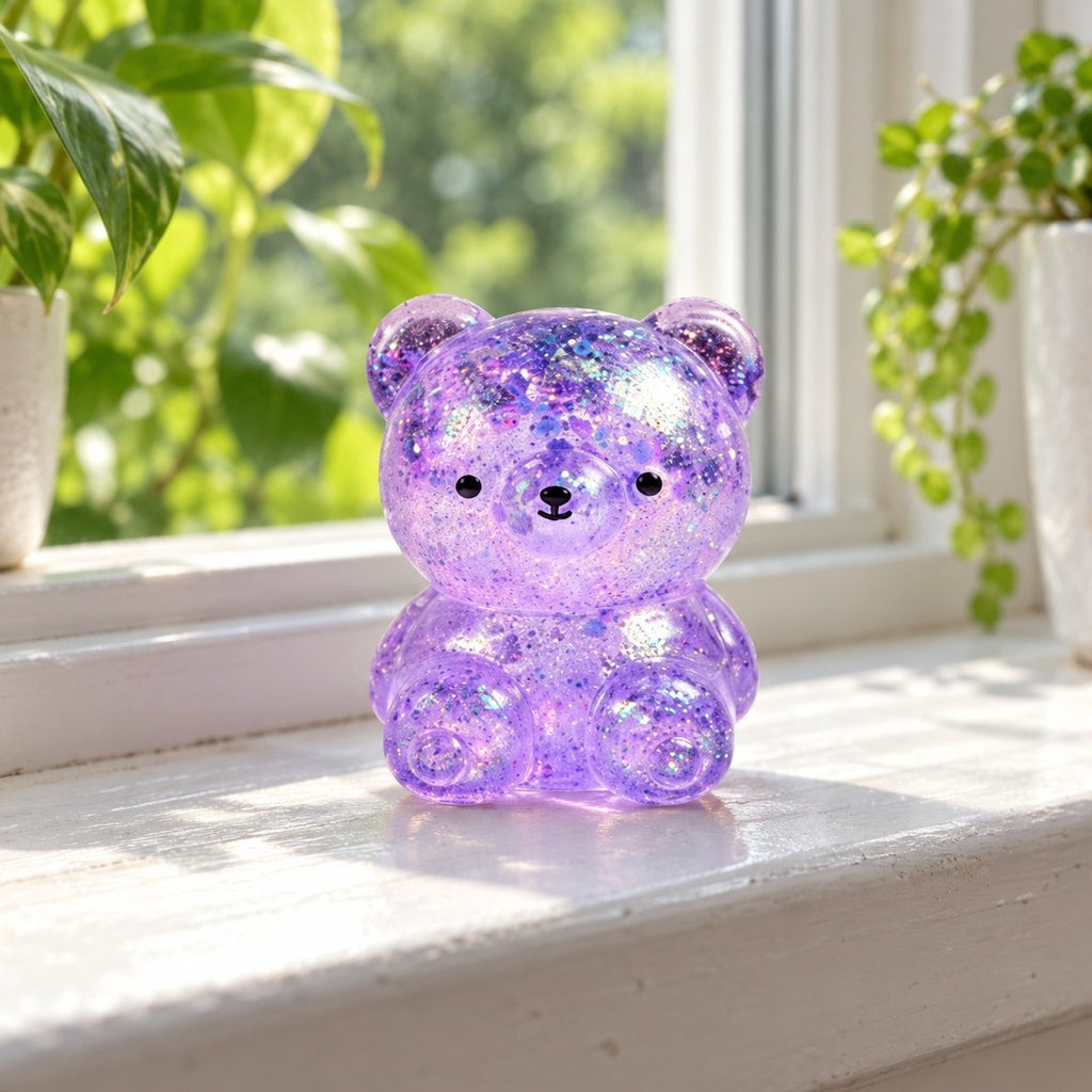 Solig fönsterbräda med glitter björn squishy