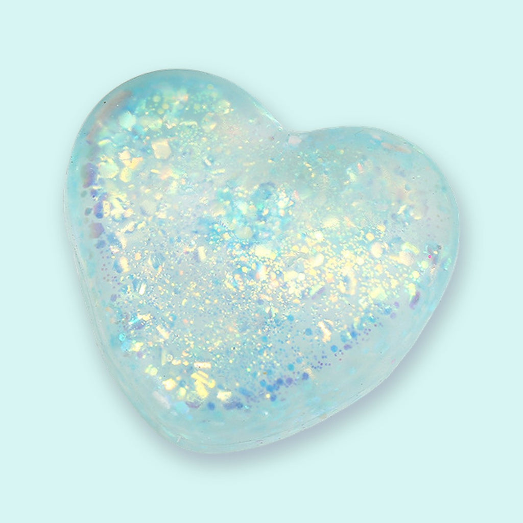 Squishy srdce s třpytkami, maltose styl 6,7 cm