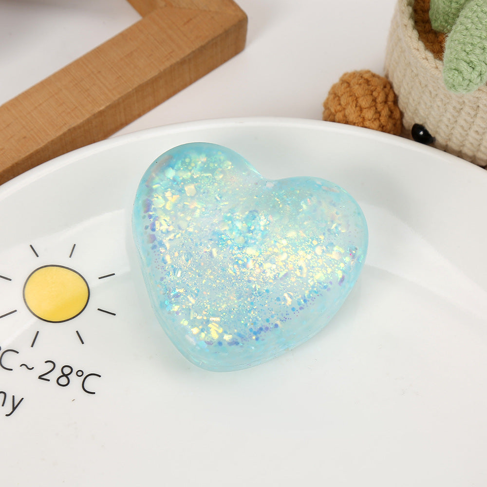 Squishy srdce s třpytkami, maltose styl 6,7 cm