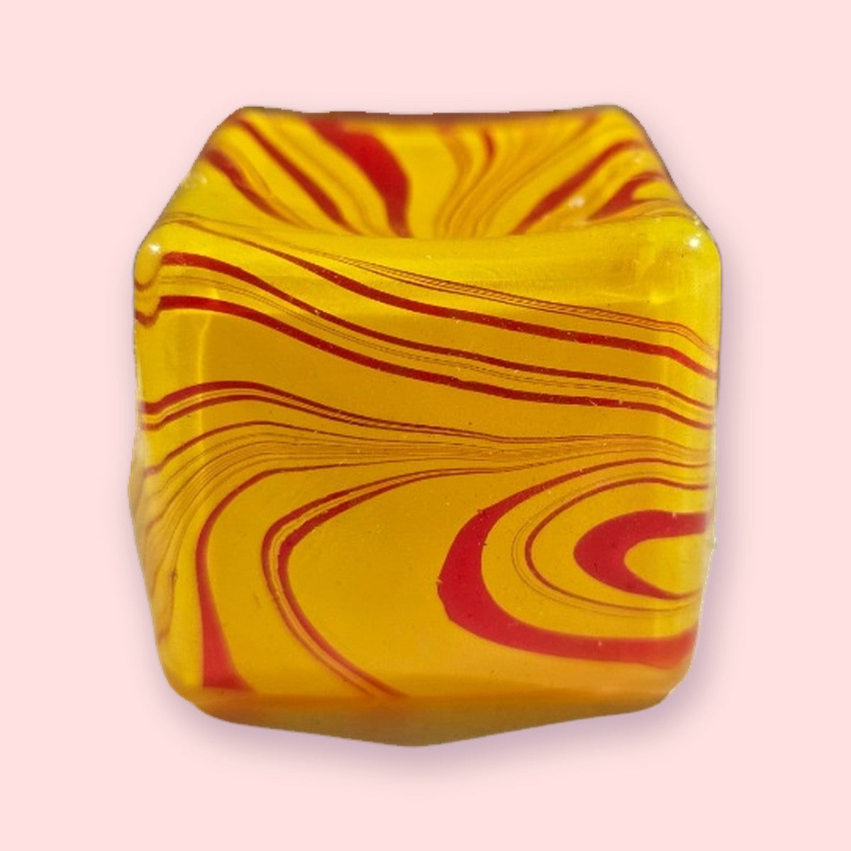 Ice Cube Squishy, 5 cm, Snowflake, Marble or Glitter – Orange marble, in box