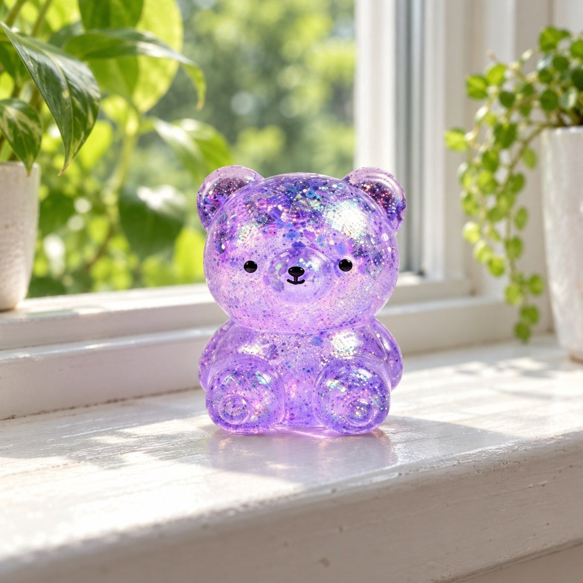 Auf der sonnigen Fensterbank: Glitzer Bär Squishy aus Maltose